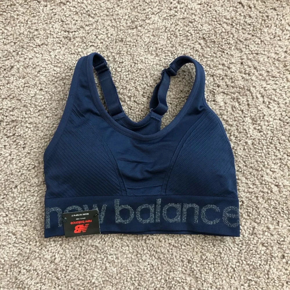 New Balance Navy Sports Bra - Picture 1 of 9